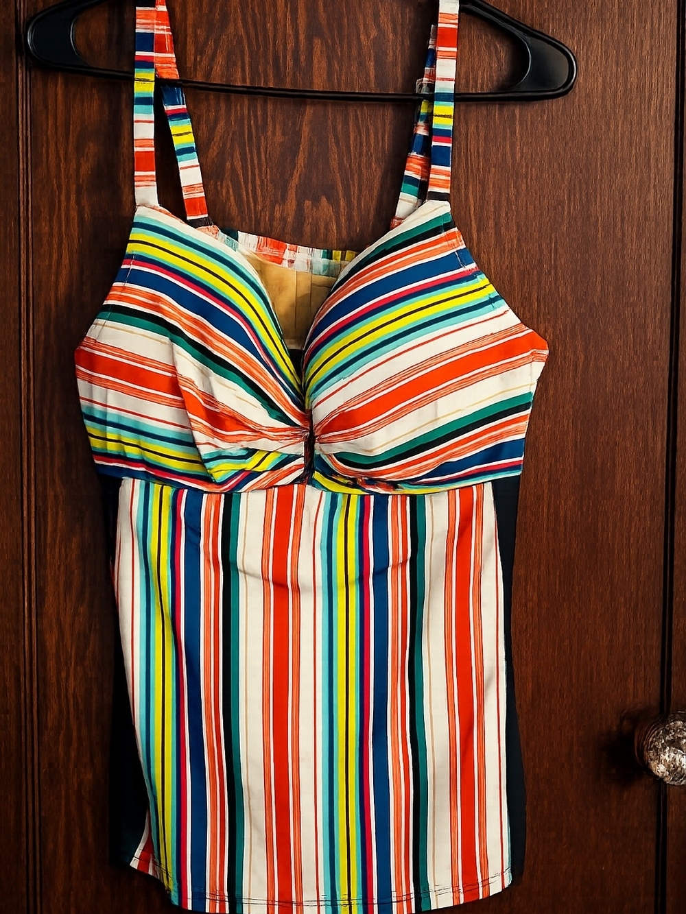 SWIM by Cacique Multicolor Striped Swim Top